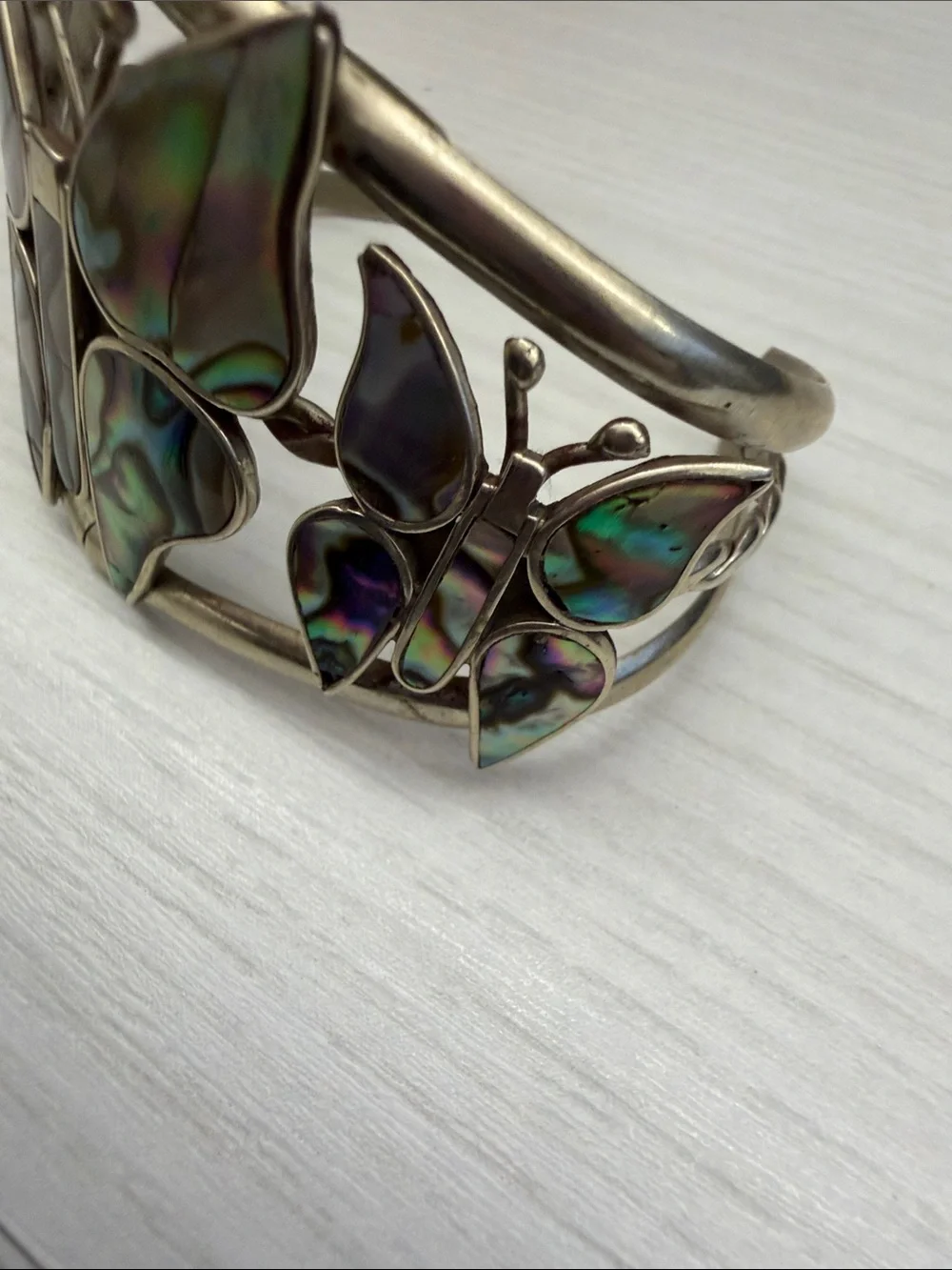 Abalone Butterfly Statement Cuff Bracelet - Iridescent